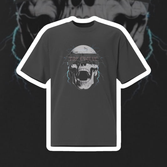 Top Evolve Skull & Lightning Oversized T-Shirt